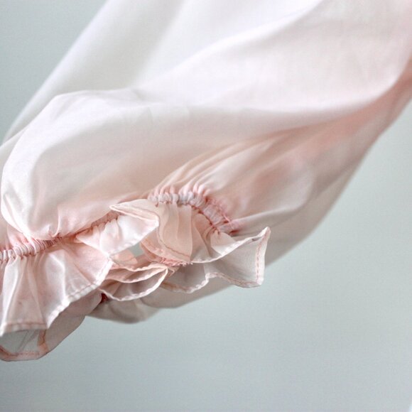 Vestique Coquette Light Pink Sheer Ruffle Crop Top Sweetheart Puff Blouse Small - Picture 7 of 12